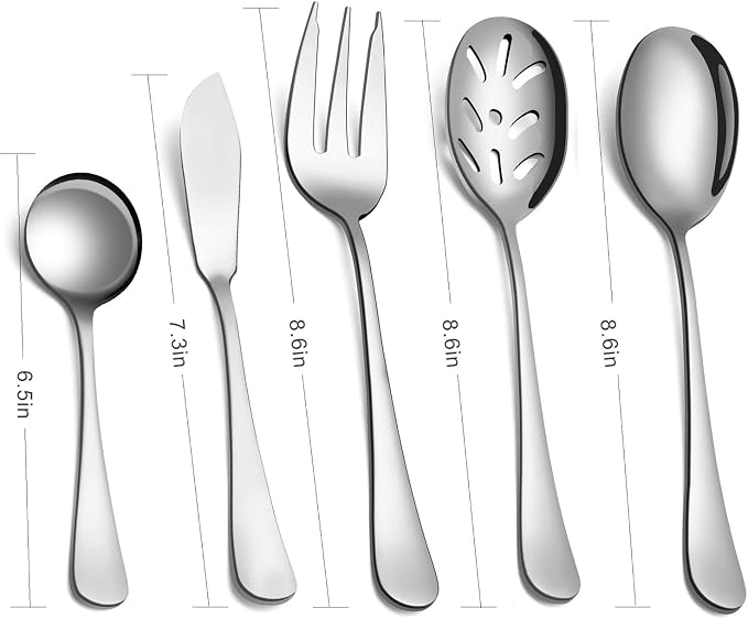 SHARECOOK 5-Piece 18/0 Stainless Steel Serving Set, Large Hostess Set - Image 2