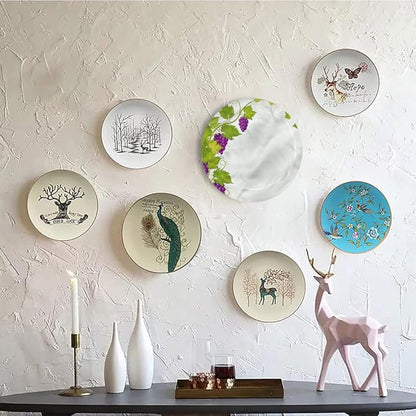 Decorative Plates, Vineyard Print Ornament, Italian Latin Artistic, 7 Inch, Kitchen Wall Decor, Multicolor