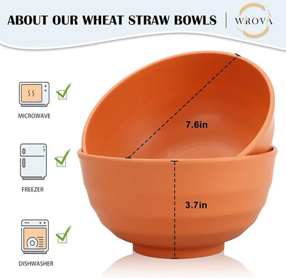 Wheat Straw Bowls Set 60 OZ Unbreakable Large Cereal Bowls Set of 6 Microwave - Image 2