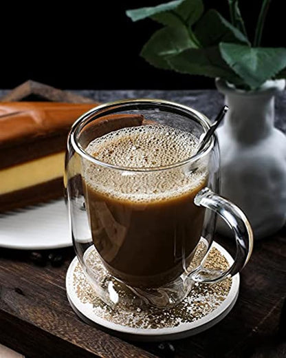 LIBWYS 12oz Double Walled Coffee Cups Glasses Mugs, Borosilicate Glass 2Pcs | - Image 7