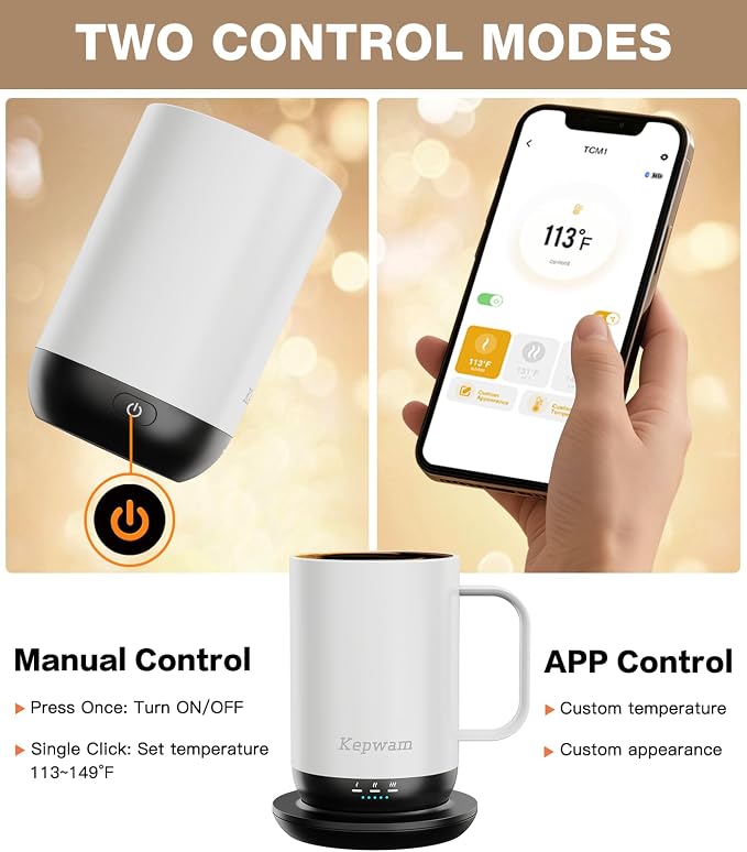 Kepwam Self-Heating Coffee Mug T1, 16oz Rechargeable Heated Coffee Mug - Image 4