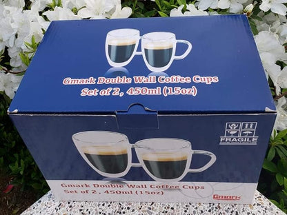 Gmark Large Coffee Mugs Set of 2, Double Wall Tumbler Glass Cup, Insulated - Image 5