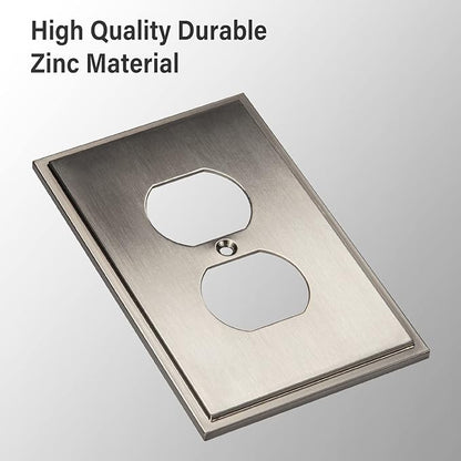 Henne Bery Soft Modern Decorative Wall Plate Switch Plate Outlet Cover (Single Duplex 3PK, Satin Nickel)