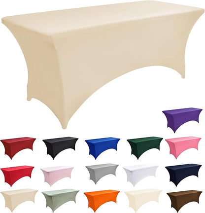 2-Pack 4ft Spandex Table Covers for Rectangular Folding Tables - Wrinkle Resistant Stretch Tight Table Cloths - Ultimate Fitted Table Protector for Parties, Banquet, and Wedding