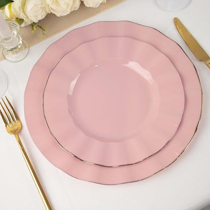 Efavormart 9" Salad Plates – Set of 10 Plastic Dusty Rose Round Disposable by efavormart