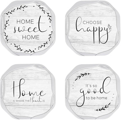 UMIRRO Absorbent Drink Coasters, Housewarming Gifts for New House, Sweet Home Decor, Rustic Farmhouse Coffee Table Centerpiece, Small Ideas for Women Mom Her Men Dad Him, 4", Set of 4