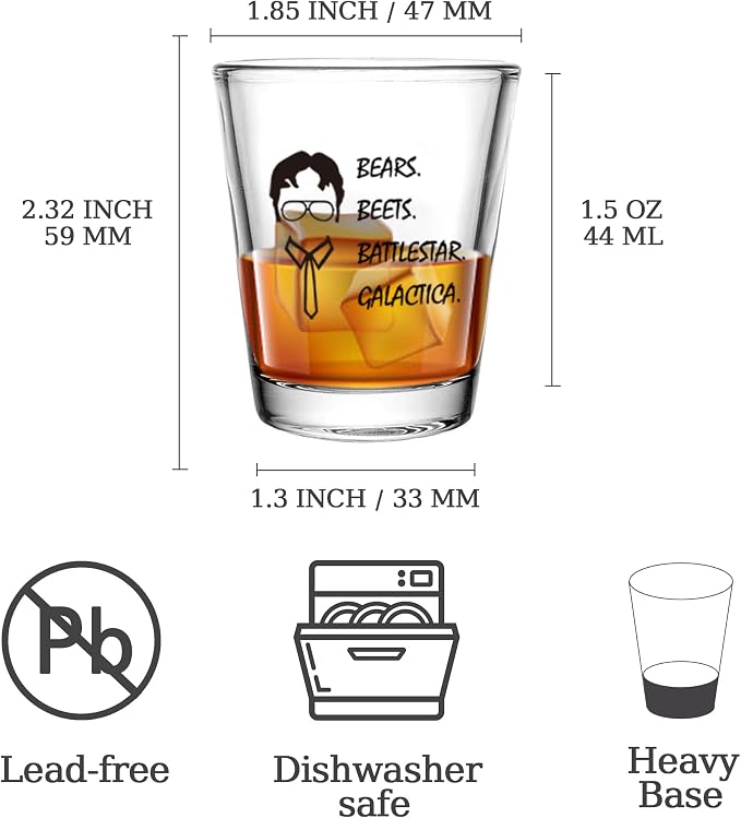 3 PCS The Office Merchandise Shot Glasses Set, 1.5 oz The Office Merch Clear - Image 3