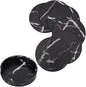 6PCS 4 Inch Black Marble PU Leather Round Cup Holders Coasters by QUALITYCALFOVERA