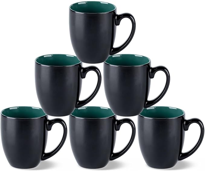 GBhome 16 oz Coffee Mugs Set of 6, Ceramic Coffee Cups- Green by GBhome