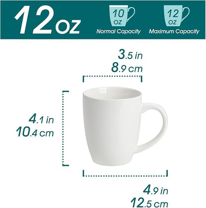 vancasso White Ceramic Coffee Mug Set of 6, 12 Oz Tea Cups - Image 2