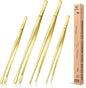4 Pcs Fine Long Tweezer Tongs Professional Gold, 12'' and 10'' Stainless Steel for Kitchen, Food, Cooking, Repairing, Sea food and BBQ