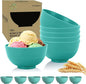 Wheat Straw Bowls 10 OZ, Unbreakable Ice Cream Bowls Set of 6, Reusable Mini Bowls for Salad, Cereal, Soup, Microwave & Dishwasher Safe Fruit Bowl for Indoor & Outdoor, Green