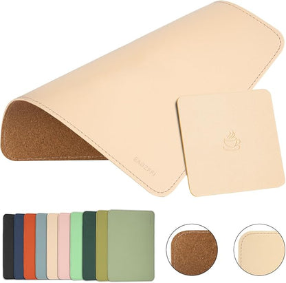 Double-Sided PU Leather & Cork Mouse Pad by EAGZFFI
