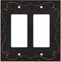 French Cabriole Decorative Wall Plate Switch Plate Outlet Cover (Double Decorator, Aged Bronze)