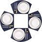 PIGCHCY Wedge Shaped Placemats for Dining Table Washable Vinyl Placemats Heat Resistant Table Mats Set of 4 (Navy Blue)