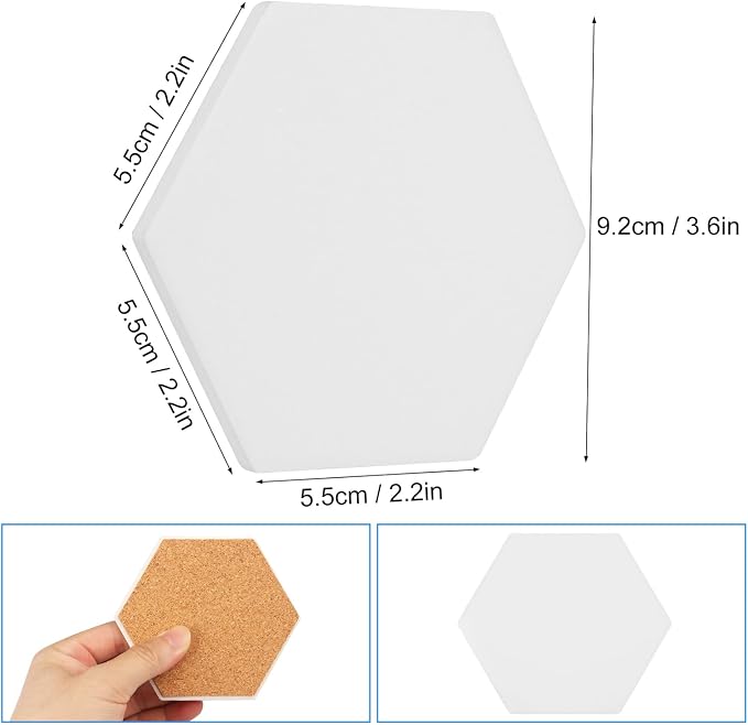 30 Pieces 3.75 Inch Hexagon Blank Ceramic Coasters, Unglazed Ceramic Tiles - Image 2