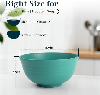 Kitchen Bowls 26 OZ, Unbreakable Cereal Bowls Set of 8, Microwave Safe Wheat - Image 2