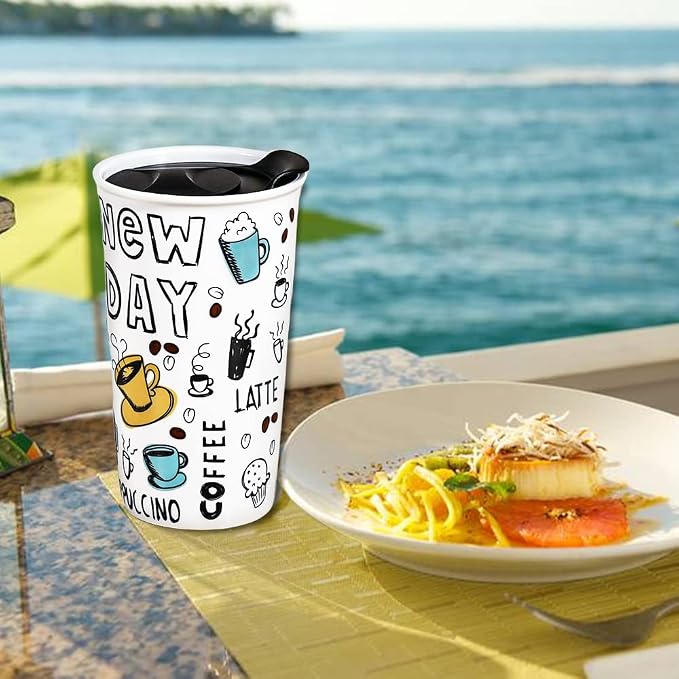 Ceramic Travel Coffee Mug, 12 oz, Travel Mug - Image 6