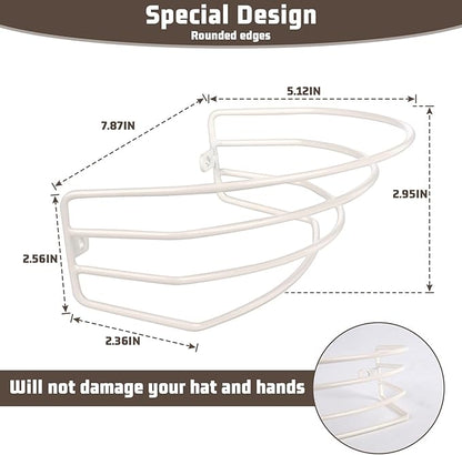 Hat Organizer for Baseball Caps, 2-Pack Beige White Metal Hat Rack Ball Cap Storage Organizer Hold Up to 30 Caps Hat Holder for Wall Door Closet, Wall Mounted & Adhesive Installation Option