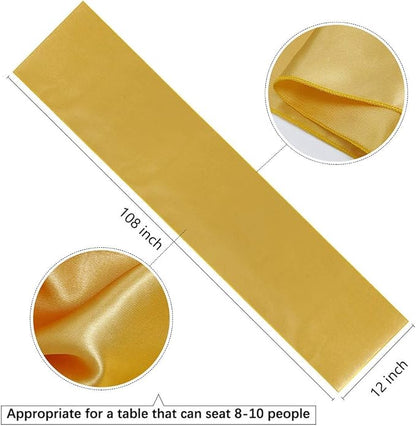 5 Pcs Satin Table Runners Gold 12x108 inch Bright Satin Silk Fabric | Smooth - Image 4