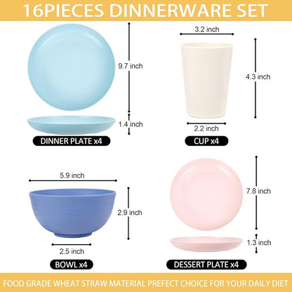 Rubtlamp Wheat Straw Plates and Bowls sets, Reusable Plastic Plate Set - Image 2