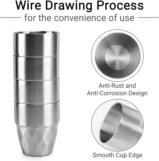 Beasea Stainless Steel Cup, 10 oz Set of 4 Stackable Stainless Steel Insulated - Image 4