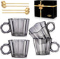 11oz Smoky Floral Glass Coffee Mugs Set of 4 by ANBFF