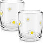 Icon Juice Glasses, 14oz Stemless Wine Drinking Juice Glass Cup for Valentine Party Supplies Gift(2 Pcs,Flower)
