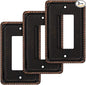 Henne Bery Rope Edge Decorative Wall Plate Switch Plate Outlet Cover (Single Decorator, 3 Pack, Aged Bronze)