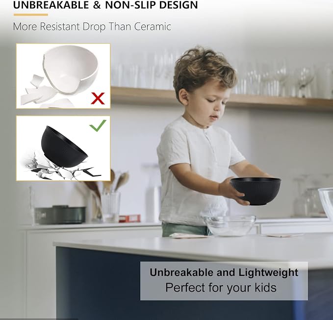 PYRMONT Unbreakable Cereal Bowl 26 OZ Alternative Plastic Bowls Reusable Wheat - Image 4