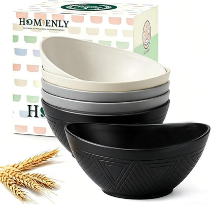 Wheat Straw Bowls 26 OZ Serving Bowls Oval Serving Dishes by HOMIENLY