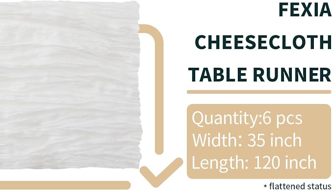 6Pcs White Cheesecloth Table Runner Wedding Bridal Boho Decorations | 35x120 - Image 2