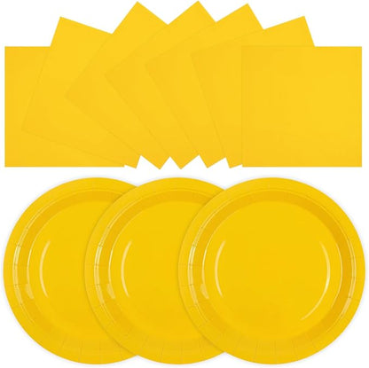 50PCS Yellow Paper Plates and Napkins, 7Inch Solid Yellow Dessert Plates | by Unknown