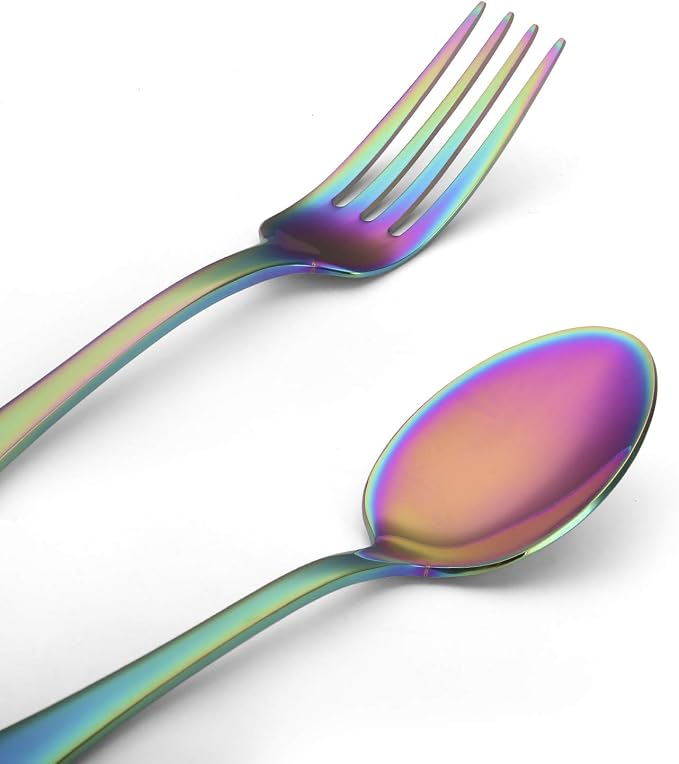 Rainbow Silverware Set, SHARECOOK 20-Piece Stainless Steel Flatware Set - Image 3