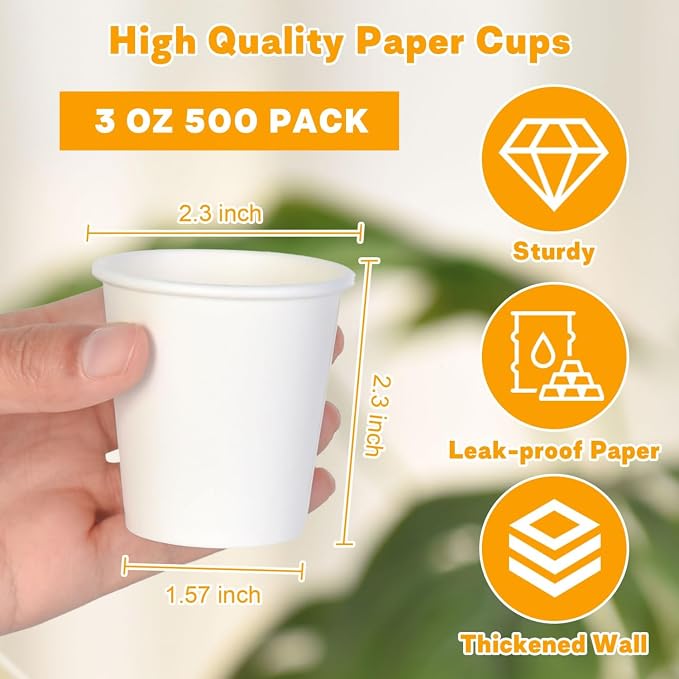 Vumdua 500 Pack 3 oz Bathroom Paper Cups, Small Coffee Cups Leak-Free Mini - Image 2