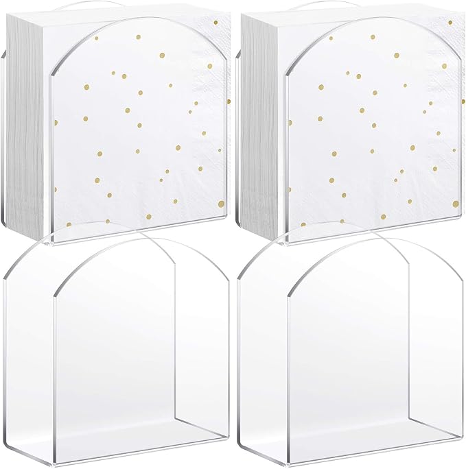 Patelai 4 Pack Crystal Acrylic Clear Napkin Holder by Patelai