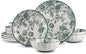 12-Piece Dinnerware Set Service 4, Porcelain Plates and Bowls Set, Vintage by FANGJING