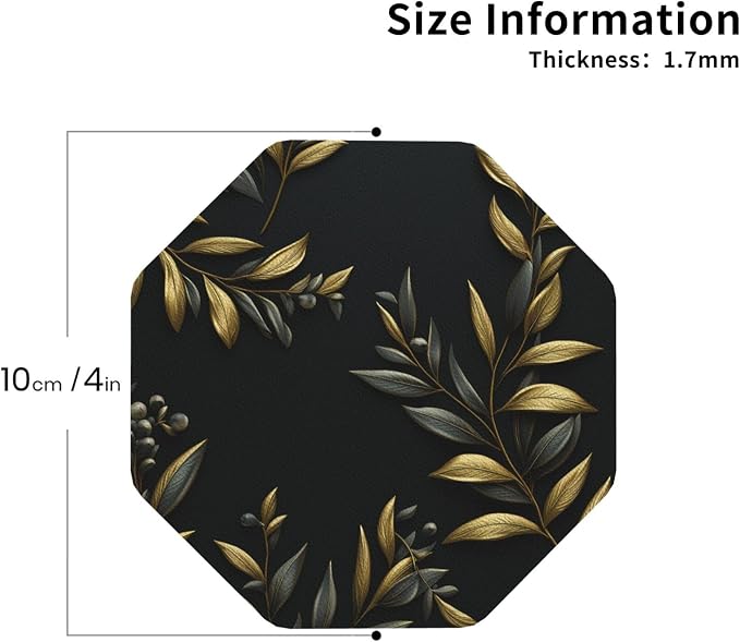 4Pcs Leather Coaster for Drinks Golden Olive Branch Cup Coasters Aesthetic - Image 2