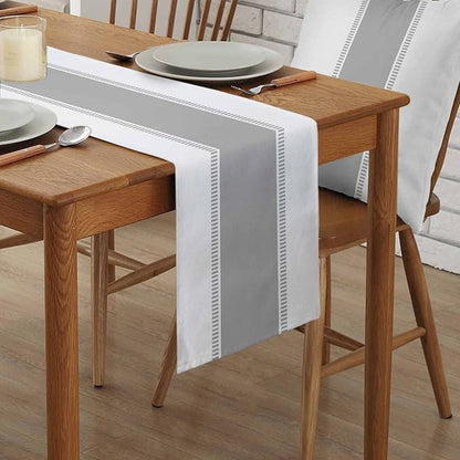 Farmhouse Grey Table Runners 108 inches Long, Stripes Linen Table Runner - Image 2