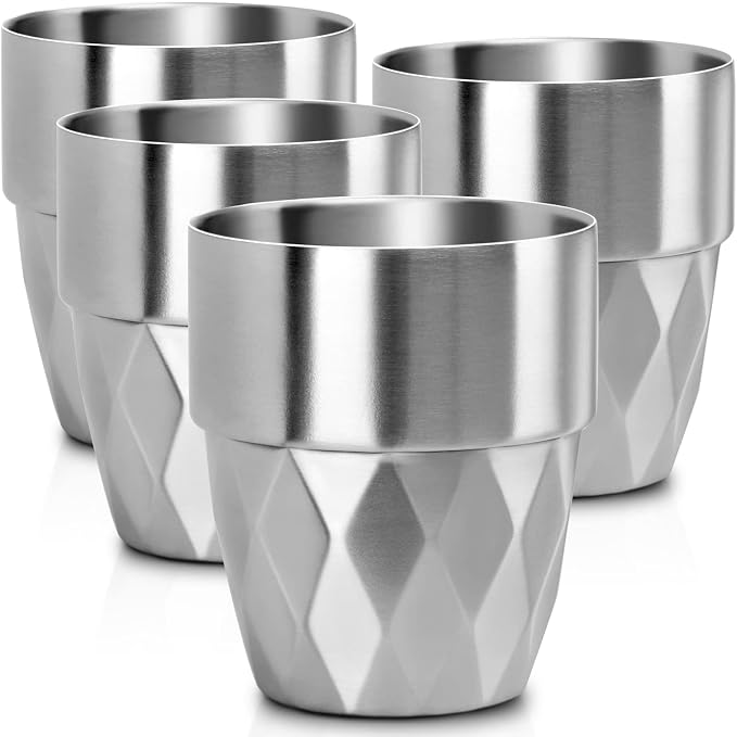 Beasea Stainless Steel Cup, 10 oz Set of 4 Stackable Stainless Steel Insulated by Beasea