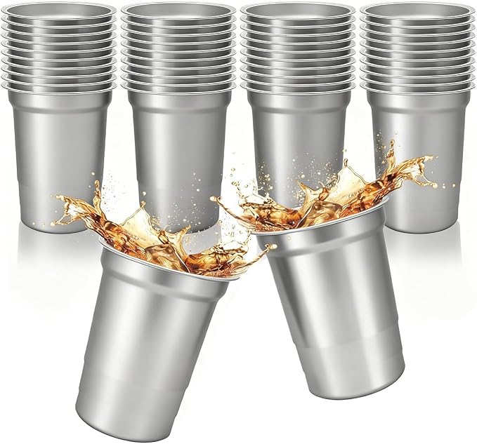 40 Pack 20 oz Aluminum Party Cups, Metal Cups Reusable Aluminum Drinking Cups by Unknown
