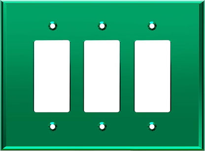 LIDER Reflective Acrylic Decorator Wall Plate, Mirrored Light Switch Plate, Plexiglass Outlet Cover, Acrylic Glass, Oversized 3-Gang 5.25" x 7.06", LWP-33O-AGR, Green