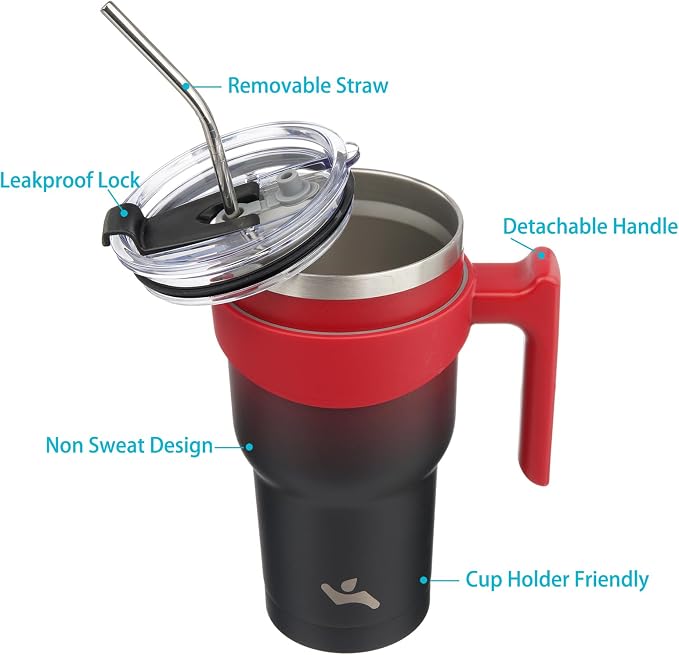 Konokyo 30 oz Tumbler with Handle and Straw, Insulated Travel Mug | Mystic - Image 2
