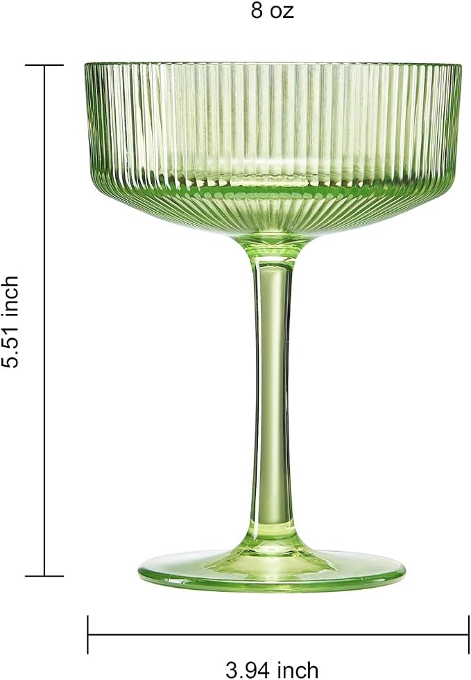 Khen Acrylic Ribbed Vintage Art Deco Martini Glasses - Image 9