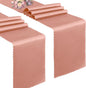 VACVELT Rose Gold Satin Table Runners, 12x72 Inch, 2 Pack, Scalloped Edge | by VACVELT