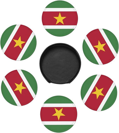 6 Pack Surinam Flag Leather Coaster - Image 3
