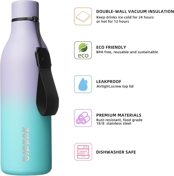 BJPKPK 25oz Insulated Water Bottle, Stainless Steel Bottle - Image 2