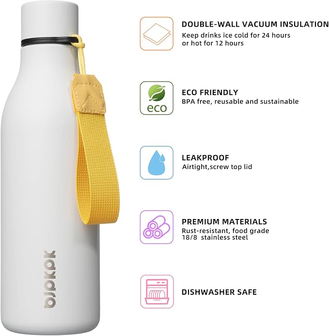 BJPKPK 18oz Insulated Water Bottle, Stainless Steel Bottle - Image 2