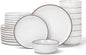Famiware Mercury 24 Pieces Dinnerware Sets, Plates and Bowls Sets for 8, Microwave and Dishwasher Safe Dish Set, White