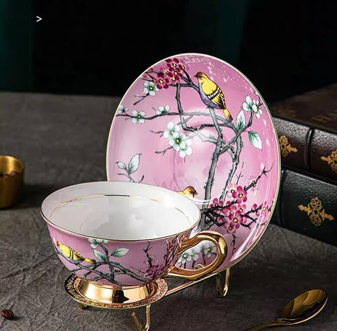 Bone China Cup& Saucer Set, 6.8oz- Birds& Trees - Image 3